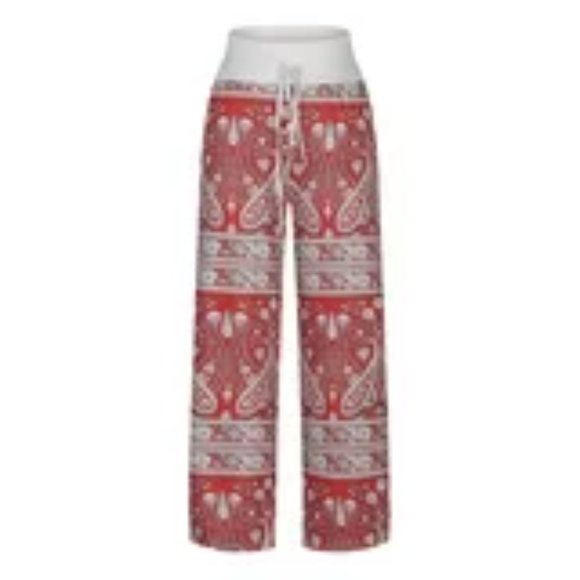 Floral Blooming / Red & White Floral Drawstring-Waist Lounge Pants / NWT / Small - Picture 2 of 8